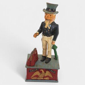 Vintage Uncle Sam Cast Iron Mechanical Coin Bank